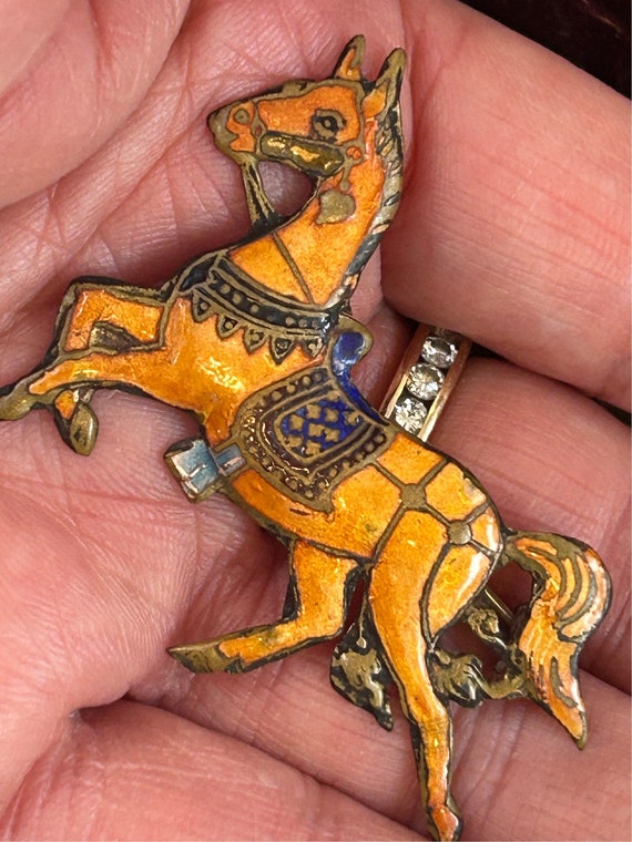 Vintage Sterling Horse Brooch Copper Colored and … - image 8