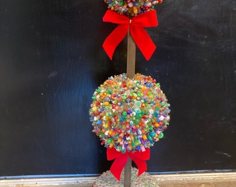 Vintage Sequin Topiary: Handmade 70s Christmas Centerpiece