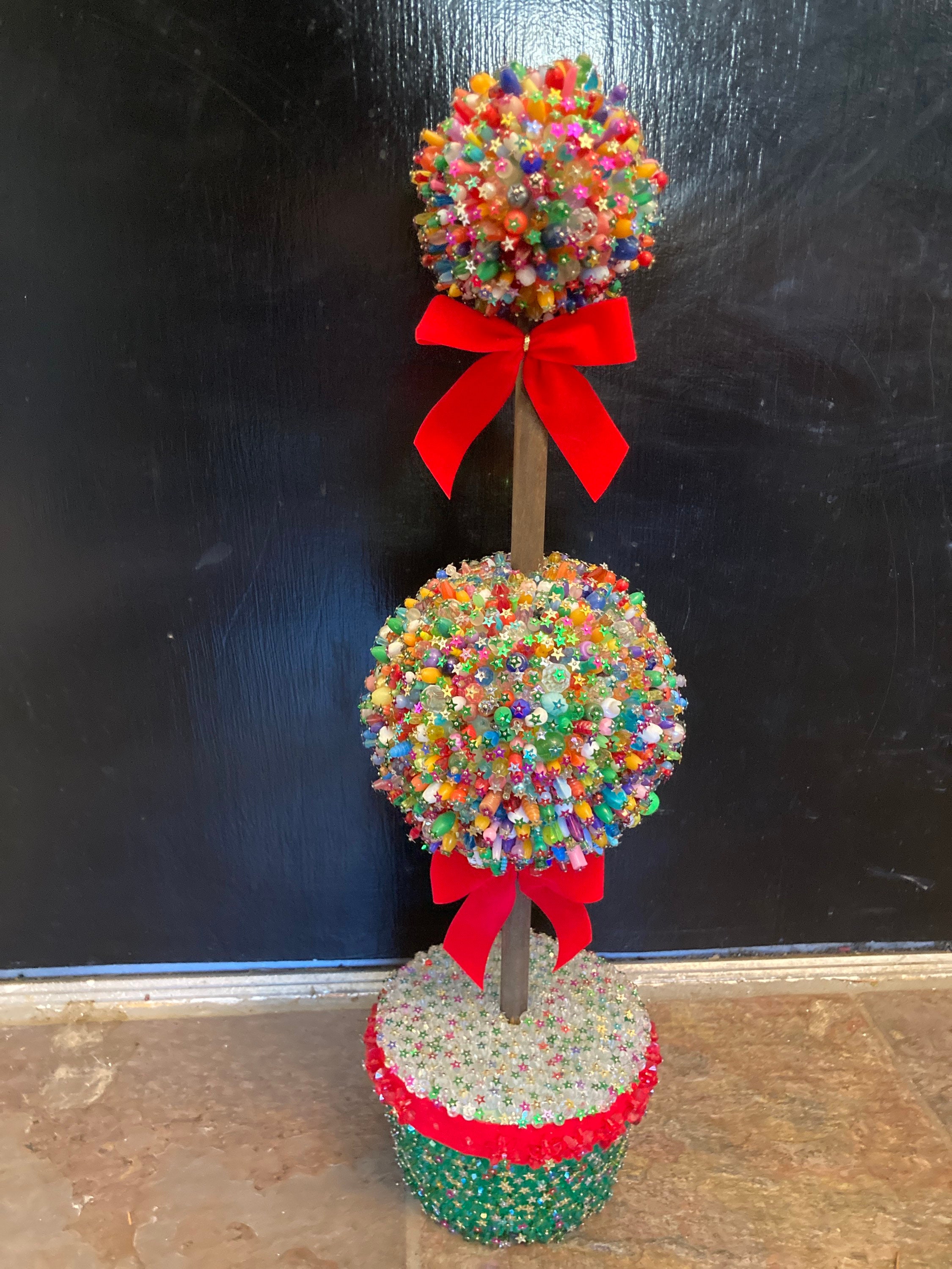 22 Christmas Table Centerpieces for a Festive Feast 6 Vintage Sequin Topiary: 22" Handmade 70s Christmas Centerpiece