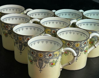 RARE Exquisite Set of 10 Vintage Marquis By Royal Worcester Demitasse Cups 2” tall England Little Porcelain Cups Excellent Condition HTF