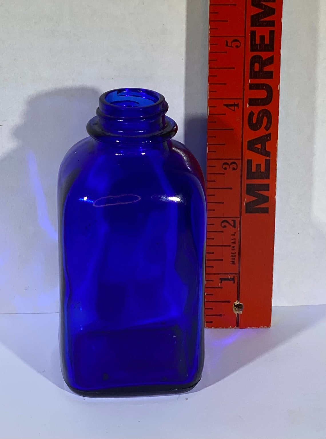 4.5 Blue Square Glass Bottle Etsy