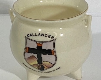 English Porcelain Crested Porcelle China Souvenir Callander Cauldron Pot