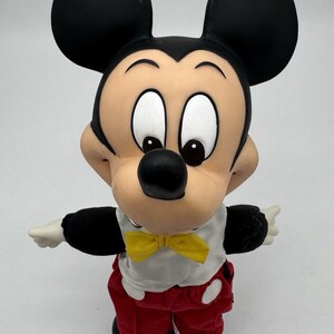 Vintage Mickey Mouse vinyl head 14” PLUSH DOLL Walt Disney World Tuxedo Bow Tie image 2
