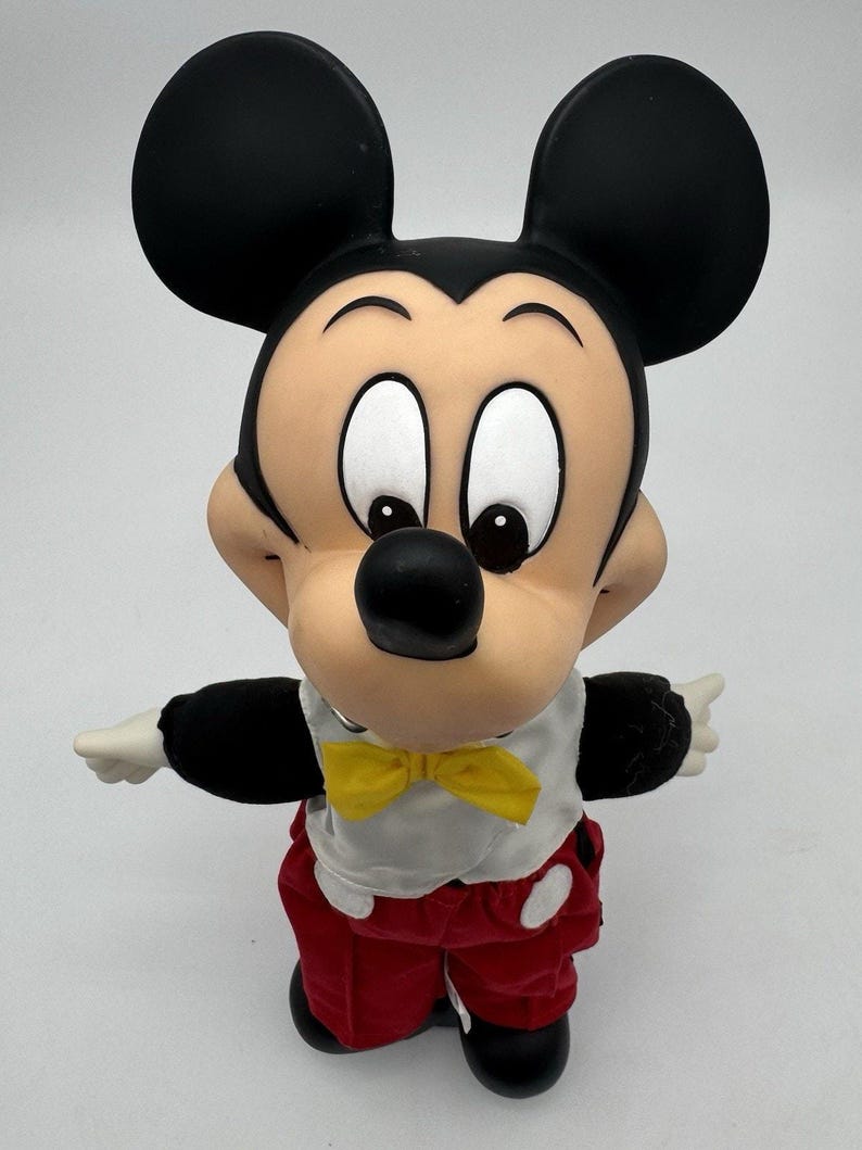 Vintage Mickey Mouse vinyl head 14” PLUSH DOLL Walt Disney World Tuxedo Bow Tie image 2