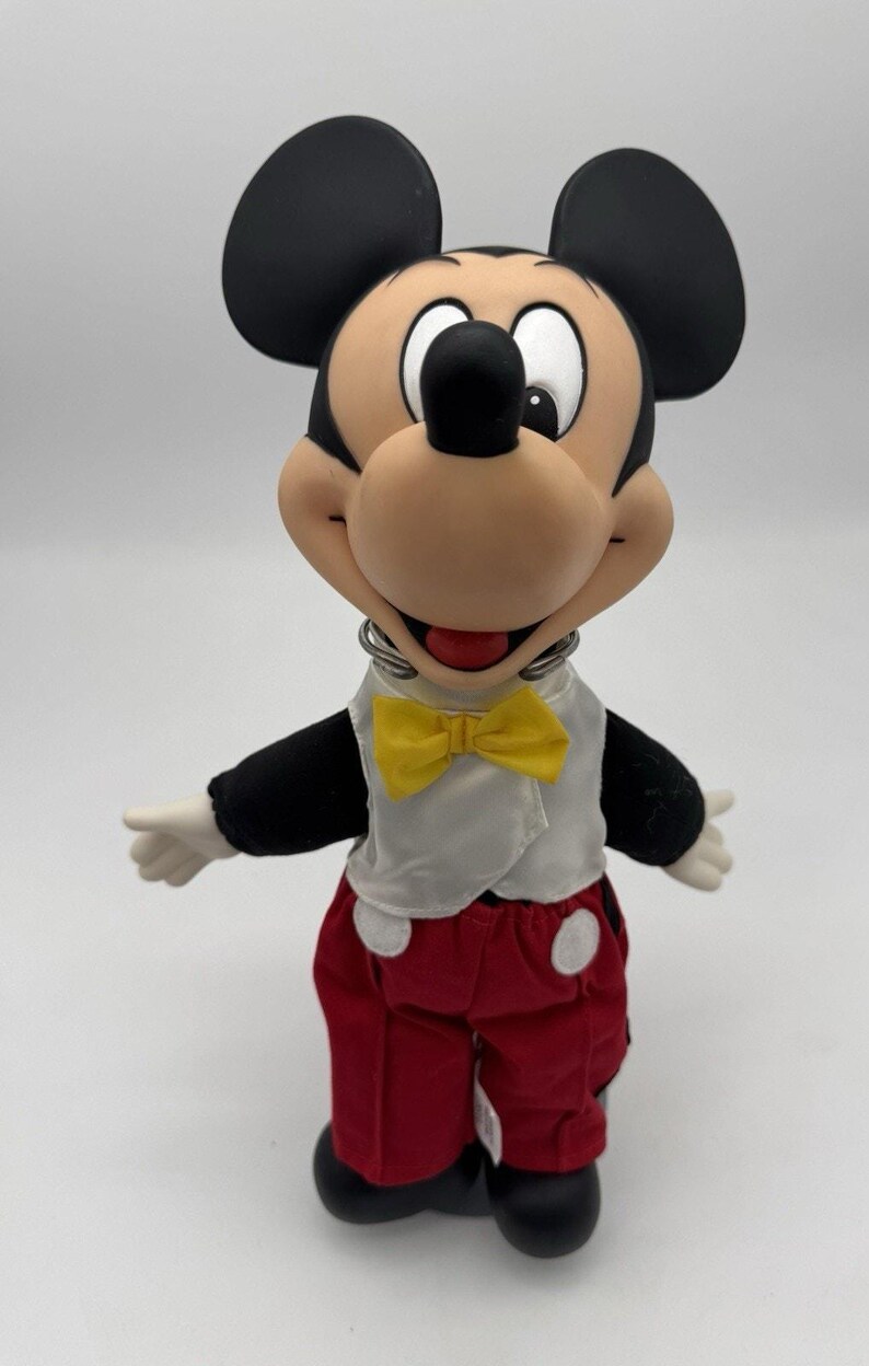 Vintage Mickey Mouse vinyl head 14” PLUSH DOLL Walt Disney World Tuxedo Bow Tie image 1
