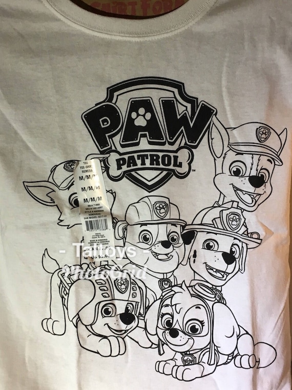 Paw Patrol Black And White Shirt For Decorating Etsy
