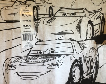 Disney's Cars Black and white shirt for decorating Medium lightning McQueen