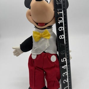 Vintage Mickey Mouse vinyl head 14” PLUSH DOLL Walt Disney World Tuxedo Bow Tie image 7