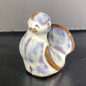 Miniature Ceramic Bird Figurine Brown & Milky White 1.5”