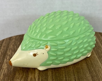 2” Hedgehog Trinket Box Cake Topper Plastic Mint Green