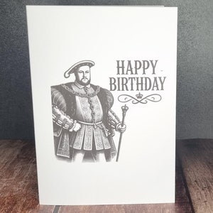 Verjaardagskaart Henry VIII, historische Tudor-wenskaart, unieke kaart, ongebruikelijke kaart,
