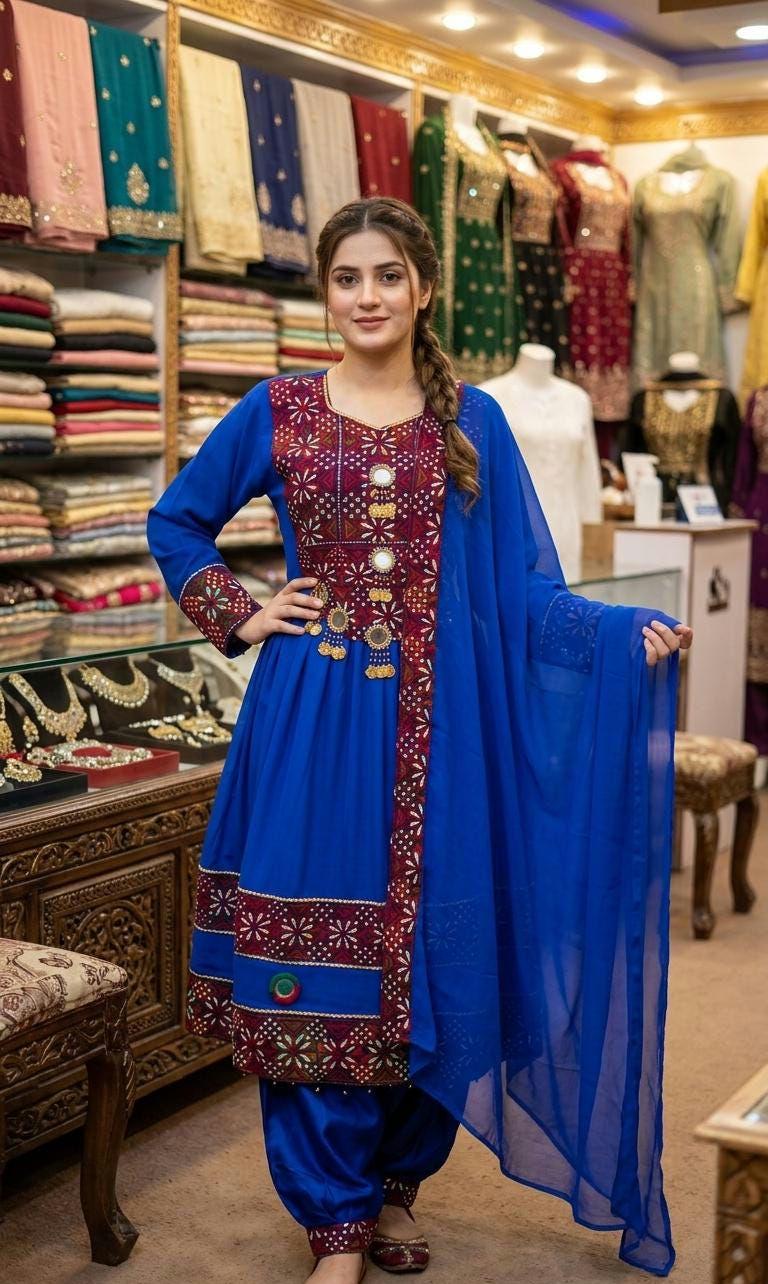 Handmade Afghan Partwear Dress For Women