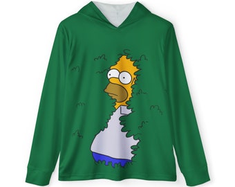 Moletom com capuz verde Homer Simpson Backs into Bushes: FPS 50+ com proteção contra umidade