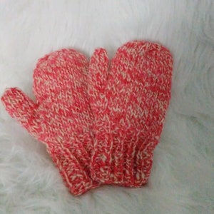 Mittens Handspun/Handknit, Child Size Wool Stuffed/Thrummed