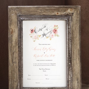 Individuelle Heiratsurkunde/Hochzeitsurkunde, Heiratsurkunde, Andenken, Aquarell, Kalligraphie