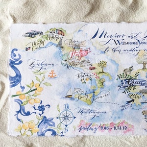 Wedding Map Watercolor, Wedding Map Invitation, Map Illustration, Custom Map, Watercolor Map, Calligraphy Map image 4