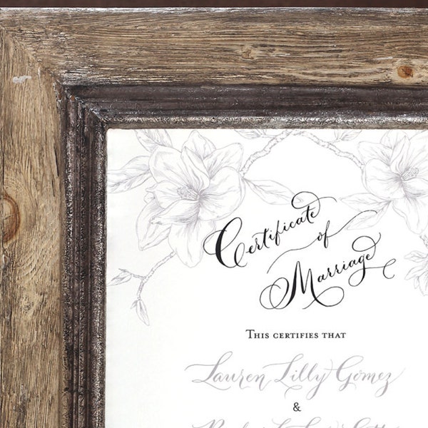 Marriage Certificate || Wedding Gift || Wedding Document || Custom Calligraphy, Watercolor Design