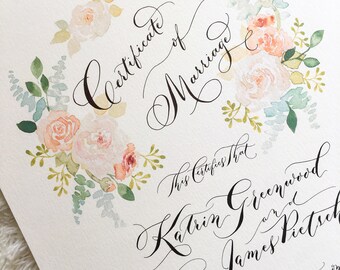 marriage certificate etsy