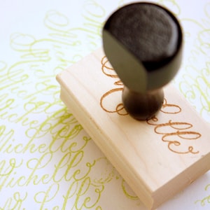 Name in Calligraphy Hand Stamp 1x2 image 1