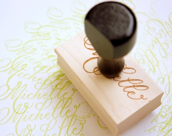 Name in Calligraphy Hand Stamp ~ 1x2"