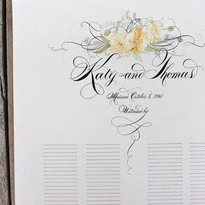 Handgemachte Heiratsurkunde, Aquarell Hochzeitsschild, Kalligraphie Hochzeit Gelübde, Hochzeitsgästebuch Alternative, Blumenhochzeitsdeko