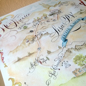 Wedding Map Watercolor, Wedding Map Invitation, Map Illustration, Custom Map, Watercolor Map, Calligraphy Map image 7