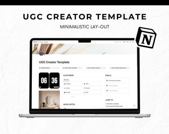 UGC Creator Notion-sjabloon | UGC content creator kalender Notion | UGC-contentplanner