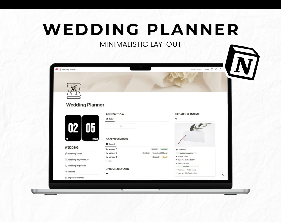 Wedding Planner Notion | Notion Wedding Template | Wedding Organizer ...