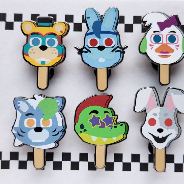 Fan Made Five Nights Inspired Pawpsicle Pins | Glamrock Series