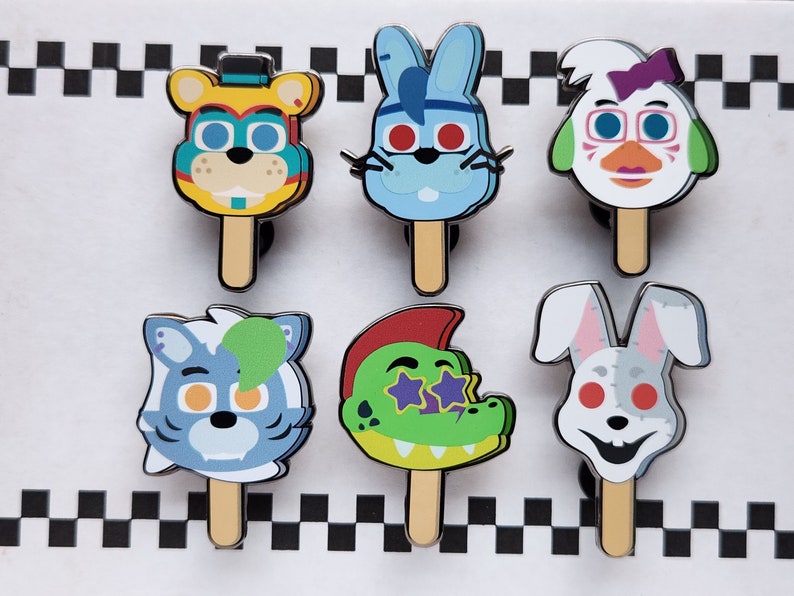 Glam Series Freddy and Pals Pawpsicle Pins Full Set of Pins