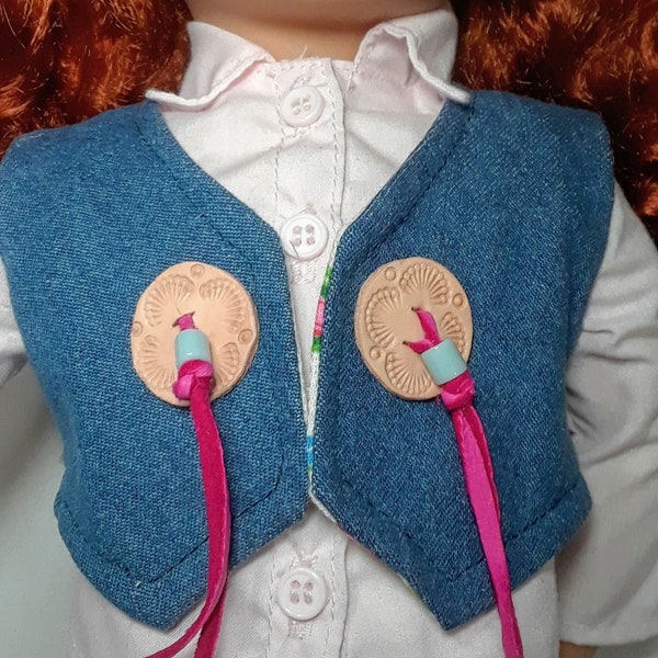 Western Denim Vest for 18 Inch Dolls American Girl Size Clothing Accessory