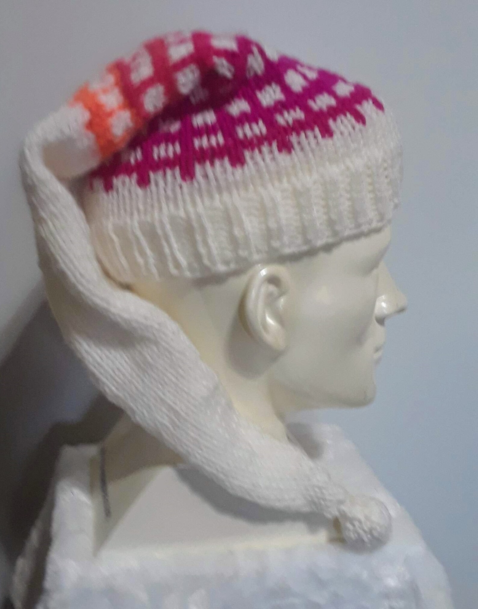 Youth Size Handknit Toboggan Beanie Stocking Cap With Bright Etsy