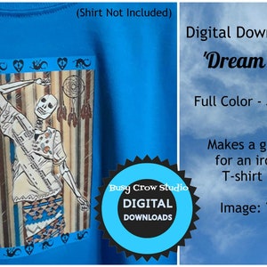 Digital Download Printable Dream Dancer Skeleton for Iron On and Crafts