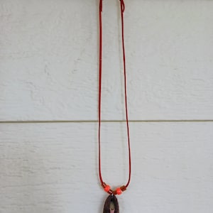 Tiny Leather Moccasin Pendant Red Stone Bead Decoration