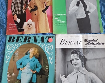 Bundle of Vintage Knitting Pattern Books Bernat Bear Brand Fleisher