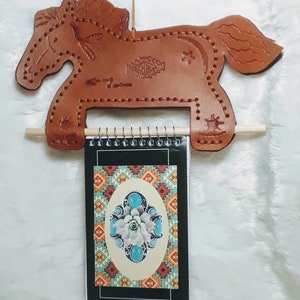 Handmade Leather Horse Memo Pad Holder with Spiral Notebook
