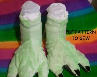 Dinosaur Feet Toddler Slippers PDF Sewing Pattern Download