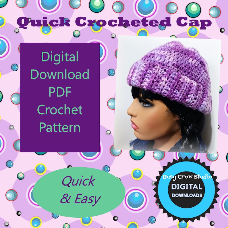 Digital Download PDF Crochet Pattern for Quick Crochet Beanie Cap - Etsy