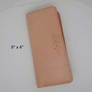 Hand Stitched Plain and Simple Veg Tan Leather Long Wallet Three Skulls Motif