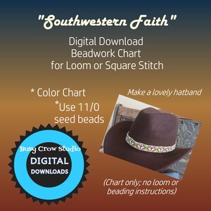 Gráfico de puntada cuadrada para telar de cuentas Southwestern Faith, descarga digital e imprimible