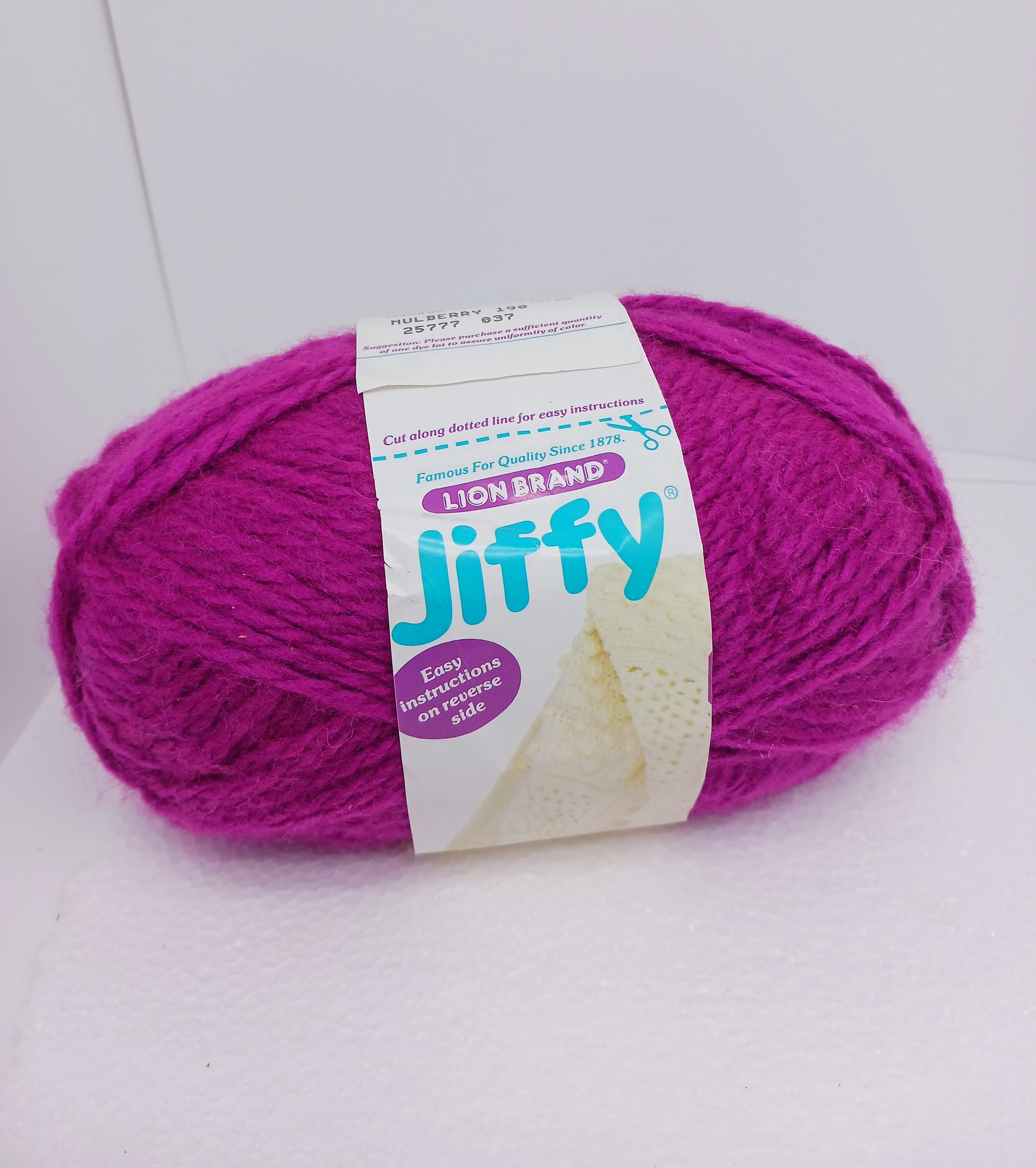 Lion Brand Jiffy Mohair Look Yarn in Mulberry Magenta 3 Ounce