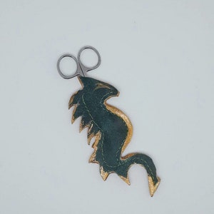 Painted Leather Dragon Scissor Sheath with Scissors