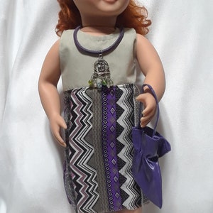 18 Inch Doll Fashion Ensemble Dress Hand Bag and Necklace for AG OG