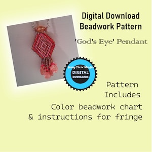 Digital Download Beadwork Pattern God&#39;s Eye Pendant
