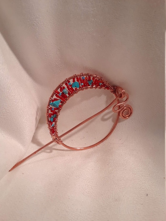 Beaded Pure Copper Handmade Shawl Scarf Stole Wrap Pin Jewelry