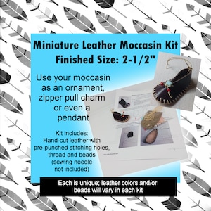Do It Yourself Miniature Leather Moccasin Craft Kit for Ornament Zipper Pull or Pendant