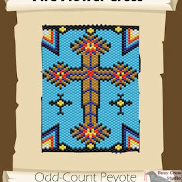 Fire Flower Cross Peyote Beadwork Chart