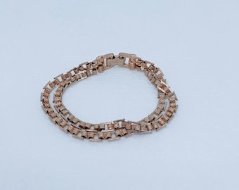 Vintage Goldette NYC Double Strand Link Bracelet Goldtone