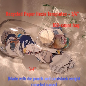 100 Count Package of Recycled Paper Die Cut Hexie for English Paper Piecing