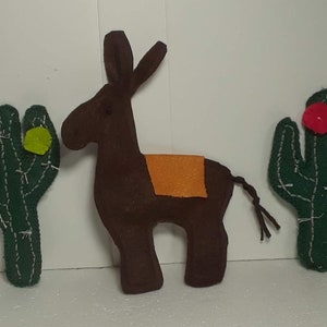 Handmade Mule and Desert Cactus Felt Ornaments